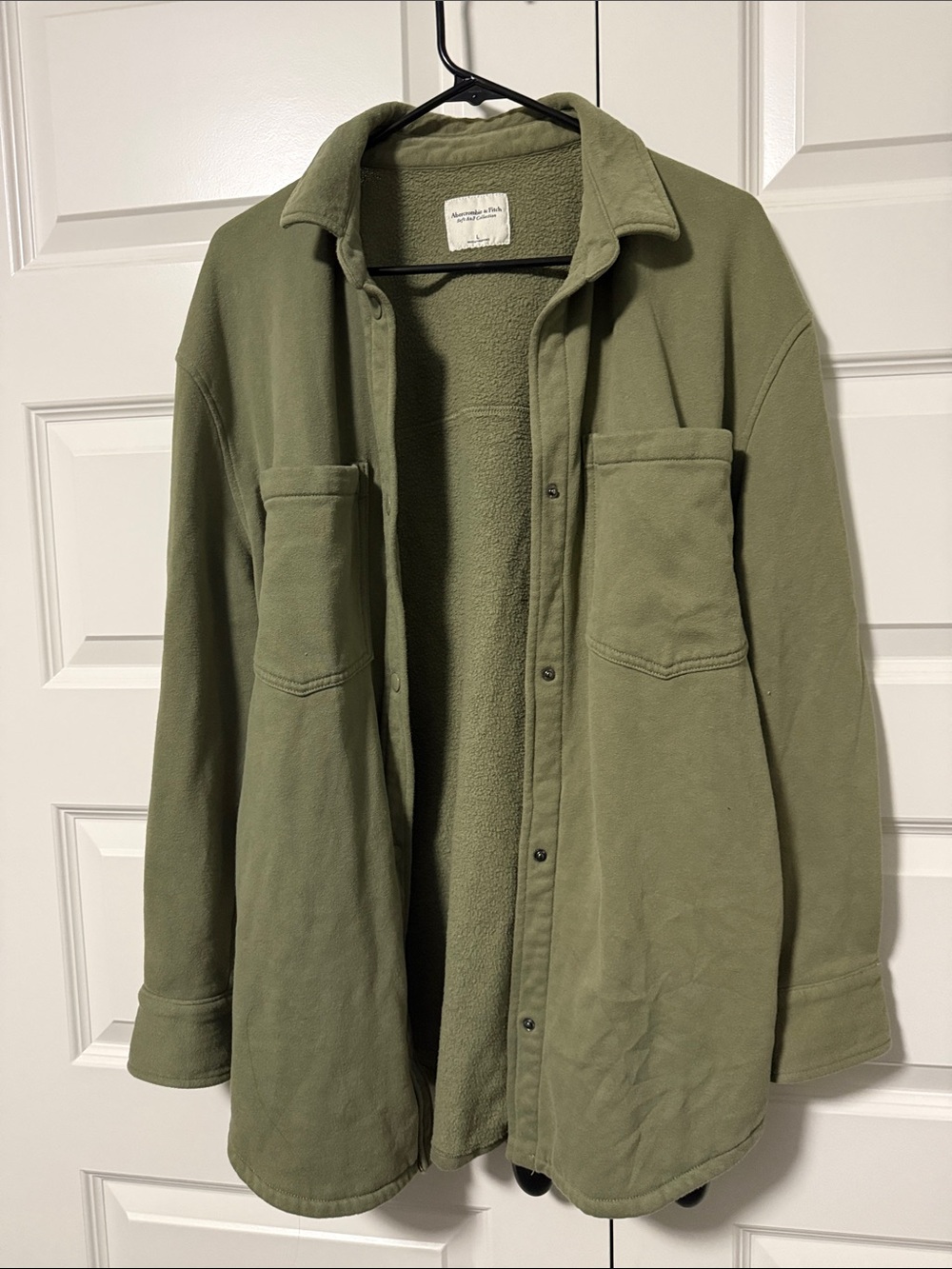 Abercrombie & Fitch Olive Green Fleece-Lined Shirt Jacket